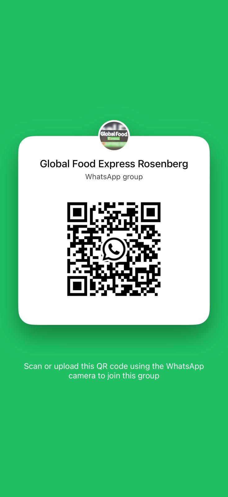 Global Food Express Rosenberg WhatsApp QR Code